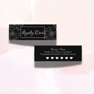 Tarjeta De Fidelización Elegante Salón de Belleza Floral Moderno en Blanco