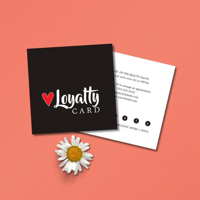 Tarjeta De Fidelización Elegante Salón de Belleza Guay Red Heart (Subido por el creador)