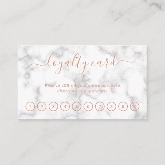 Tarjeta De Fidelización Elegante salón de belleza Rosa de mármol dorado (Anverso)