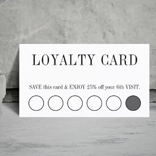 Tarjeta De Fidelización Elegante Salón Negro y Blanco Limpio 5+1