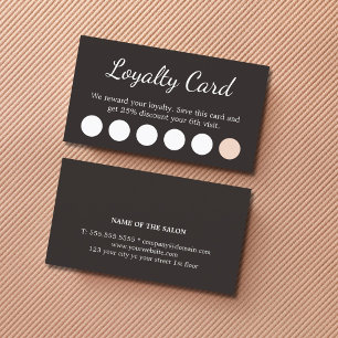 Tarjeta De Fidelización Elegante Salón Pastel Gris Oscuro Blanco