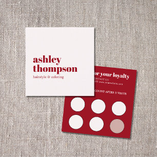Tarjeta De Fidelización Elegante Salón Rojo De Cerezo Blanco