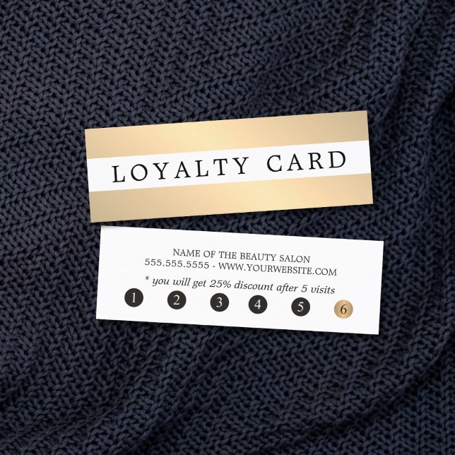 Tarjeta De Fidelización Elegante simple rayas blancas de oro Belleza (Subido por el creador)