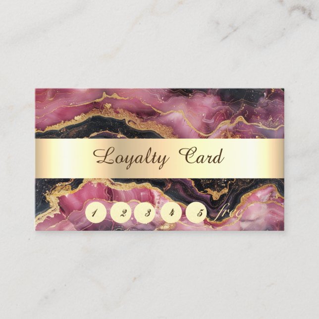 Tarjeta De Fidelización Elegante Stripe Burgundy Marble Loyalty Card (Anverso)