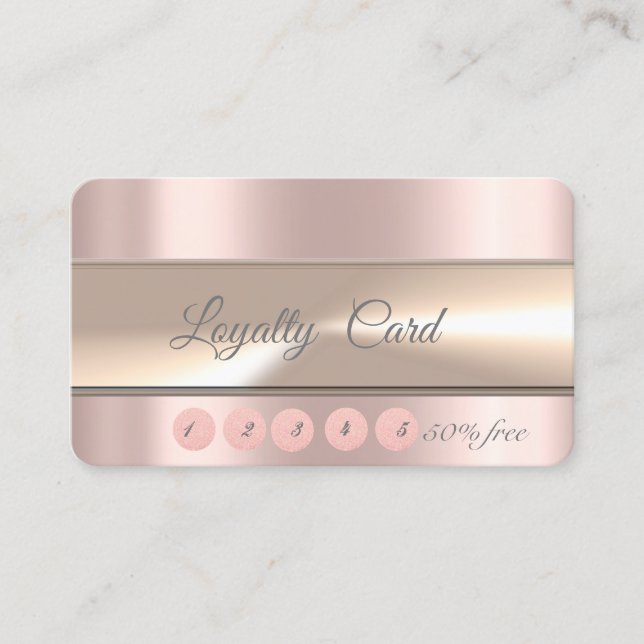 Tarjeta De Fidelización Elegante Stripe Rosa Gold Lealty Card (Anverso)