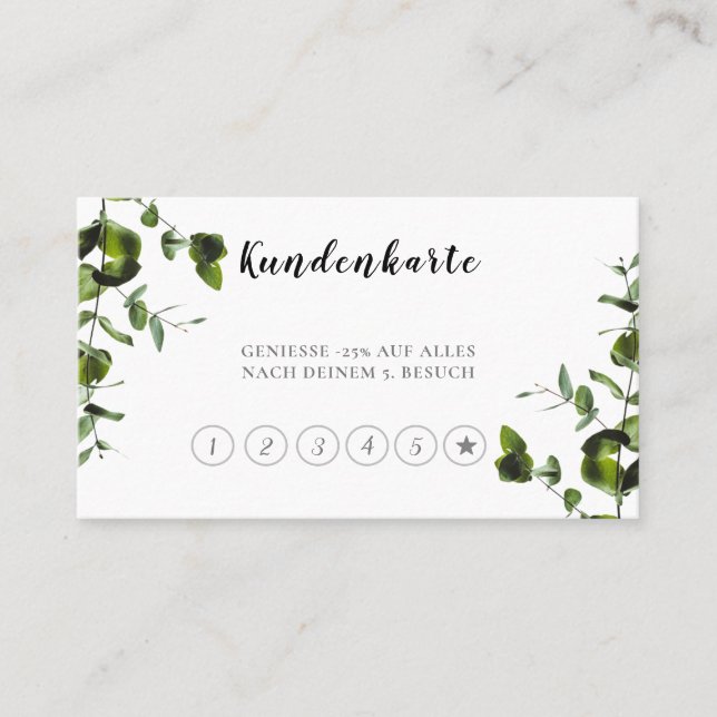 Tarjeta De Fidelización Elegante Treuekarte mit Grünem Touch (Anverso)