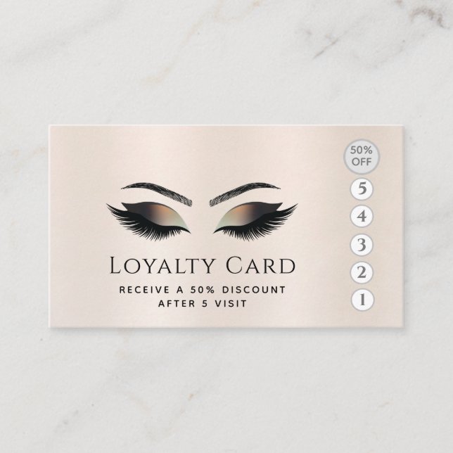 Tarjeta De Fidelización Elegante y lujosa perla metálica azota ojos de maq (Anverso)