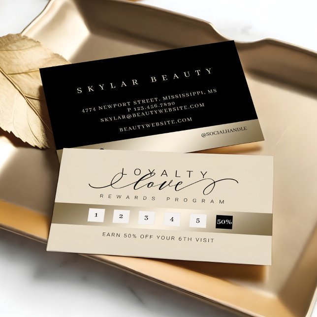 Tarjeta De Fidelización Elegante y lujoso Gold Black Loyalty Love Rewards (Elegant Luxurious Gold Black Loyalty Love Rewards)