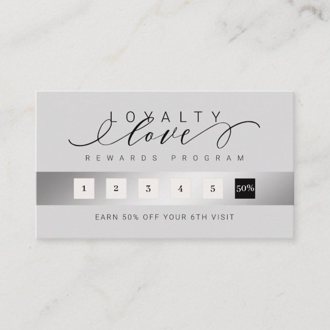 Tarjeta De Fidelización Elegante y lujoso Gris Black Loyalty Love Rewards (Anverso)