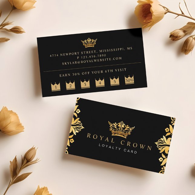 Tarjeta De Fidelización Elegante y lujoso Regal Royal Gold Crown (Elegant Luxurious Regal Royal Gold Crown Loyalty Card)