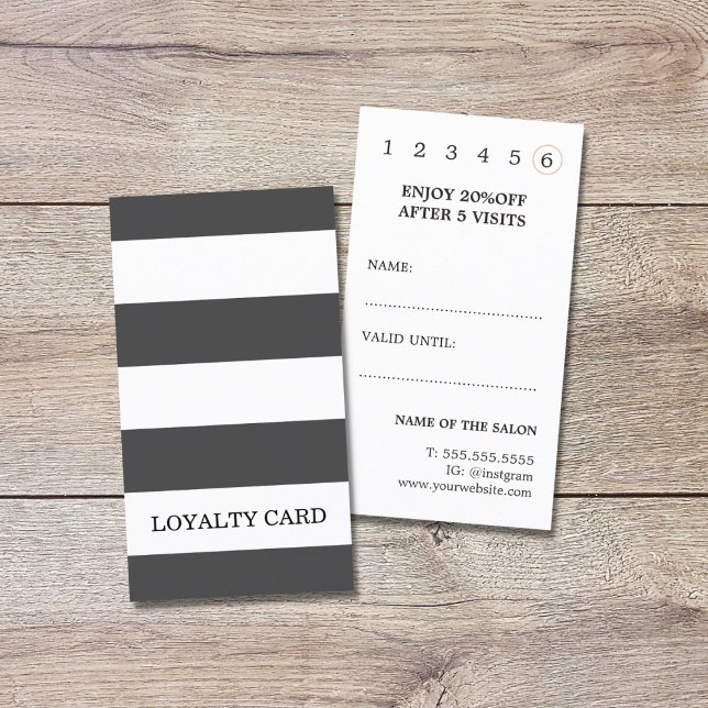 Tarjeta De Fidelización Elegante y moderno Gris Rayas Blancas Belleza (Subido por el creador)