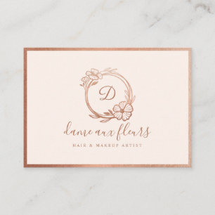 Tarjeta De Fidelización Elegante y moderno monograma floral rosa