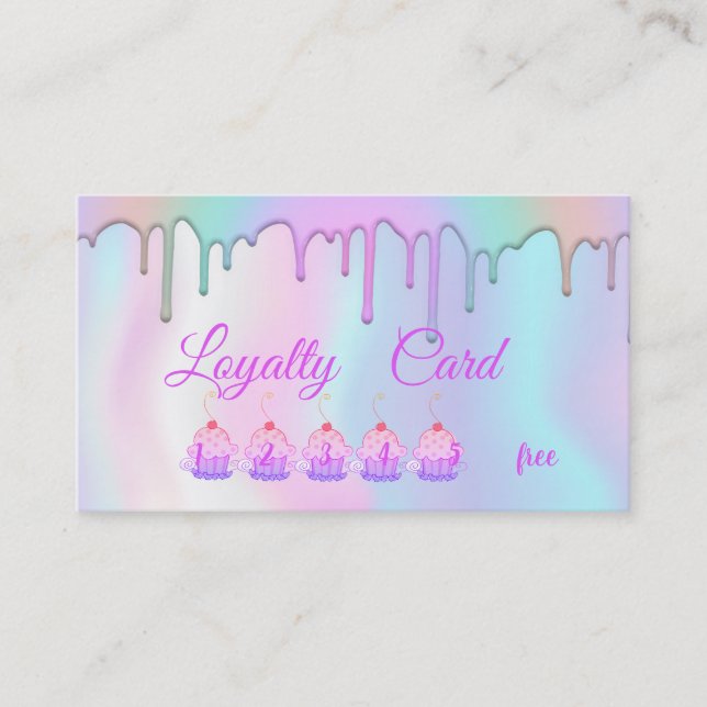 Tarjeta De Fidelización Elegante y moderno pastelitos de pastelillos Holog (Anverso)