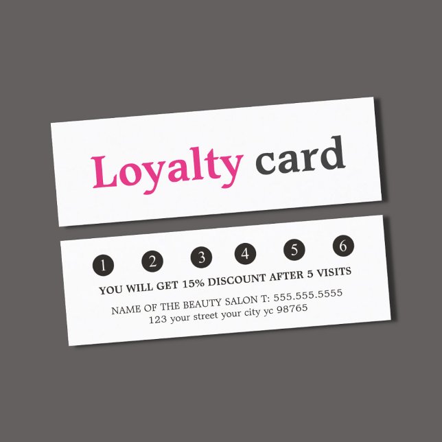 Tarjeta De Fidelización Elegante y simple Belleza negra rosa blanco (Subido por el creador)