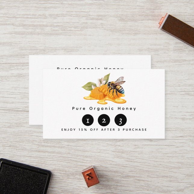 Tarjeta De Fidelización Elegantes Honeycombs con abeja (Anverso/Reverso In Situ)