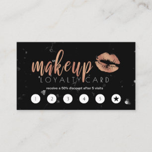 Tarjeta De Fidelización Elegantes labios de oro de cobre y maquillaje de m