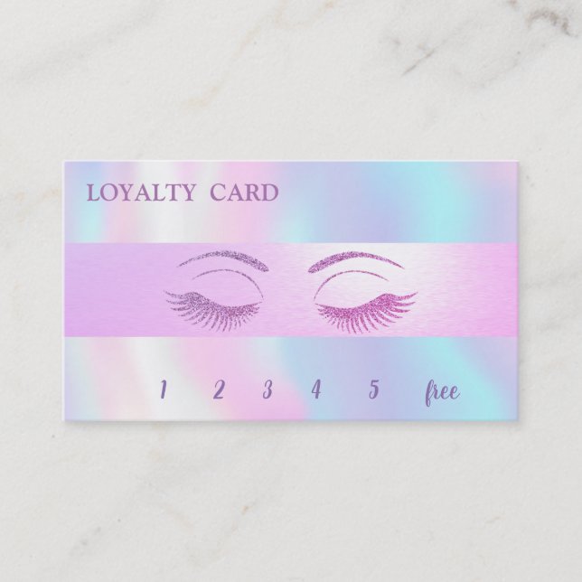 Tarjeta De Fidelización Elegantes latigazos Purpurinoso,Holográfico a raya (Anverso)