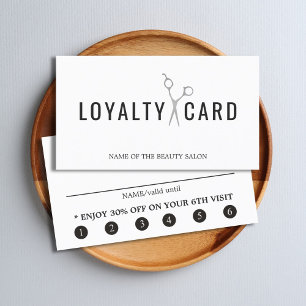 Tarjeta De Fidelización Elegantes tijeras de plata de imitación blanca neg