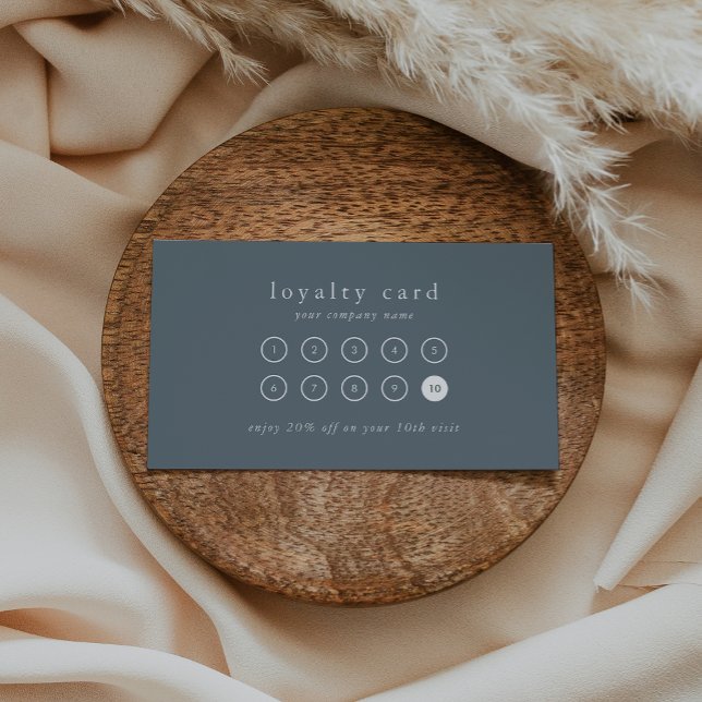 Tarjeta De Fidelización EMELIA Simple Boho Navy Business Reward 10 Punch (EMELIA Simple Boho Navy Business Reward 10 Punch Loyalty Card)