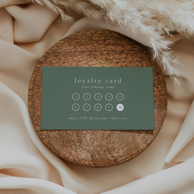 Tarjeta De Fidelización EMELIA Simple Sage Green Business Reward 10 Punch (EMELIA Simple Sage Green Business Reward 10 Punch Loyalty Card)