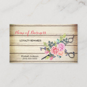 Tarjeta De Fidelización Encantadoras tijeras y Rosas Salon Lealtad III
