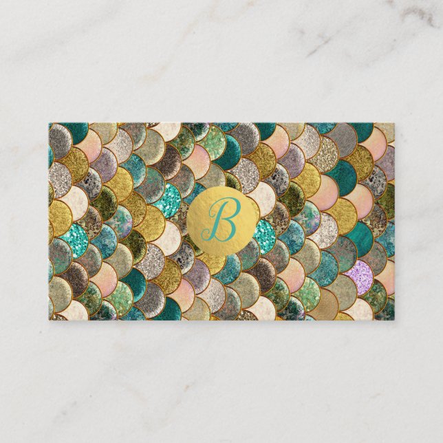 Tarjeta De Fidelización Escamas de Sirena Dorado Brillante Lealtad del Cli (Anverso)