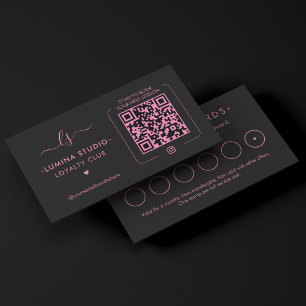 Tarjeta De Fidelización Especialista en Belleza Monogram Pink Black Recomp