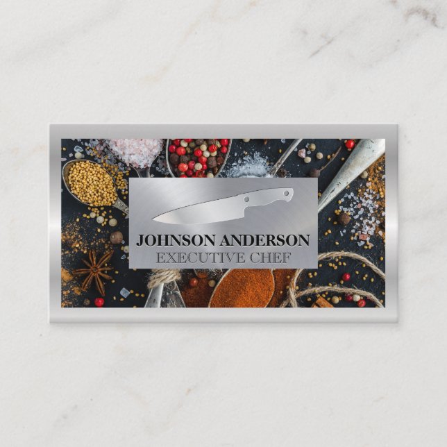 Tarjeta De Fidelización Especias | Cuchillo Metalizado (Anverso)