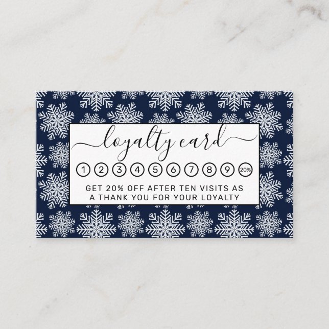 Tarjeta De Fidelización Espectáculo de Snowflakes con el blanco de inviern (Anverso)