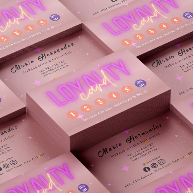 Tarjeta De Fidelización Esteticista Rosa Gold Salón moderno (Esthetician Rose Gold Modern Salon Loyalty Card)