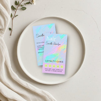 Tarjeta De Fidelización Estilista de cabello Peluquero Salón Holo Pastel L