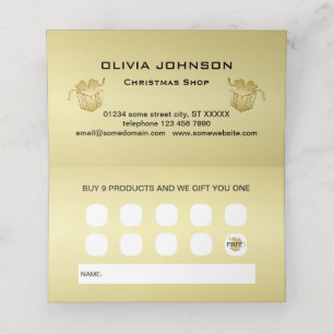 Tarjeta De Fidelización Estrellas de Navidades brillantes de oro, trapos d