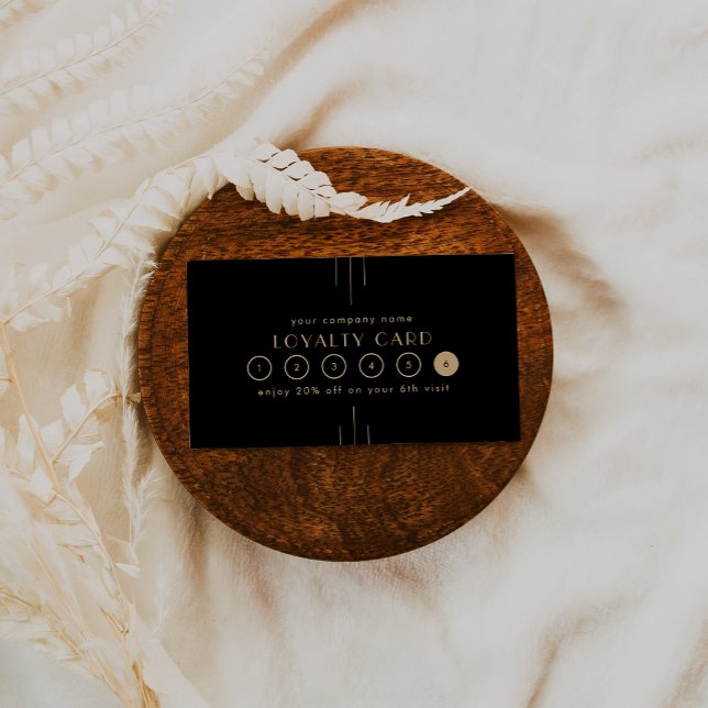 Tarjeta De Fidelización EVERLY Art Deco Black Gold Business Reward 6 Punch (EVERLY Art Deco Black Gold Business Reward 6 Punch Loyalty Card)
