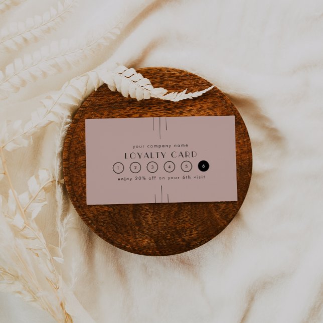 Tarjeta De Fidelización EVERLY Art Deco Blush Pink Business Reward 6 Punch (EVERLY Art Deco Blush Pink Business Reward 6 Punch Loyalty Card)