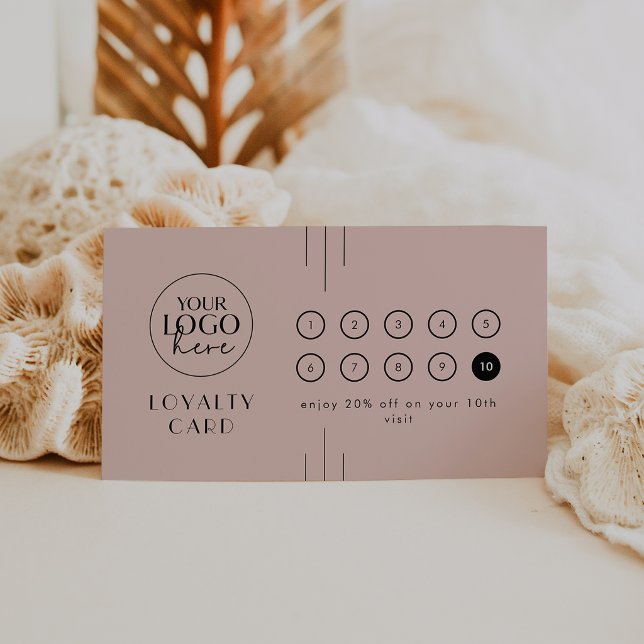 Tarjeta De Fidelización EVERLY Art Deco Pink Logo Business Reward 10 Punch (EVERLY Art Deco Pink Logo Business Reward 10 Punch Loyalty Card)