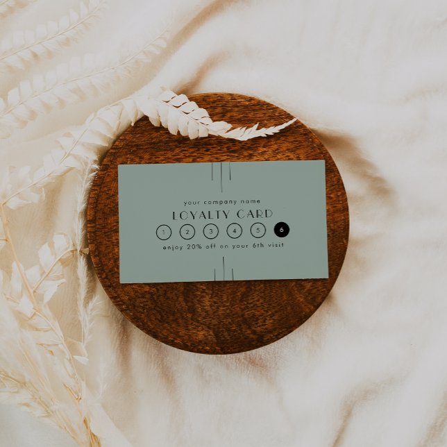 Tarjeta De Fidelización EVERLY Art Deco Sage Green Business Reward 6 Punch (EVERLY Art Deco Sage Green Business Reward 6 Punch Loyalty Card)