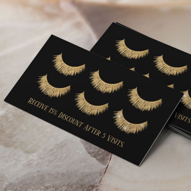 Tarjeta De Fidelización Extensiones Eyelash Barra Lash Lealtad Negra y Oro (Subido por el creador)