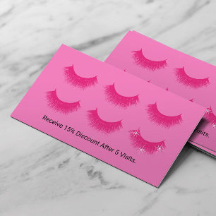 Tarjeta De Fidelización Extensiones Eyelash Barra Lash Lealtad Negra y Ros