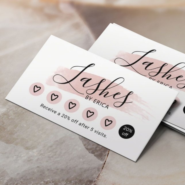 Tarjeta De Fidelización Extensiones Eyelash Elegante Salón De Lash Rosado  (Subido por el creador)