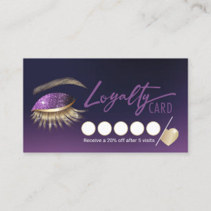 Tarjeta De Fidelización Extensiones Eyelash Extensión Purple Lash Salon Le