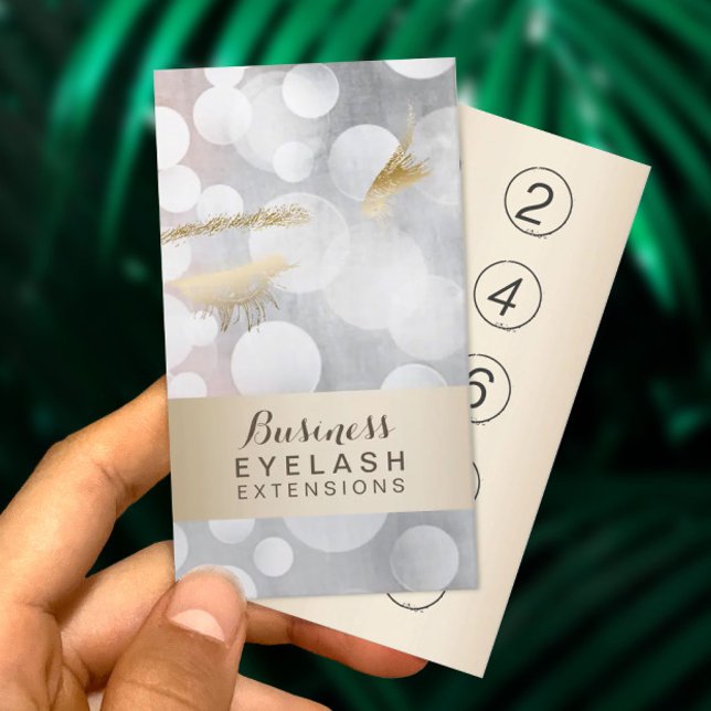 Tarjeta De Fidelización Extensiones Eyelash Modernas de Lealtad Plata y Or (Subido por el creador)