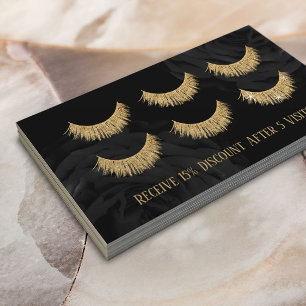 Tarjeta De Fidelización Extensiones Oro Eyelash Bar Lash Floral Negro