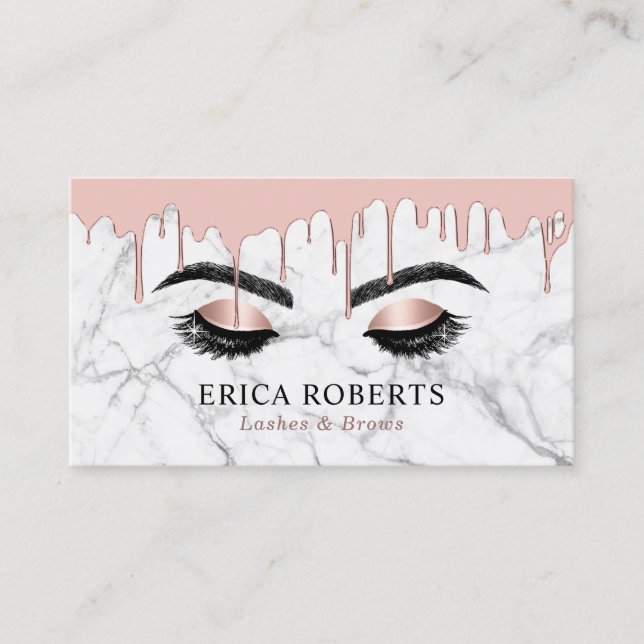 Tarjeta De Fidelización Eyelash Makeup Artista Rosa Lealtad De Mármol De O (Anverso)