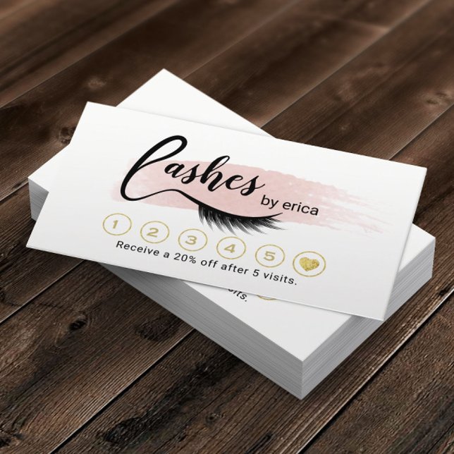 Tarjeta De Fidelización Eyelash Makeup Artista Rubor Pink Lash Salon (Subido por el creador)
