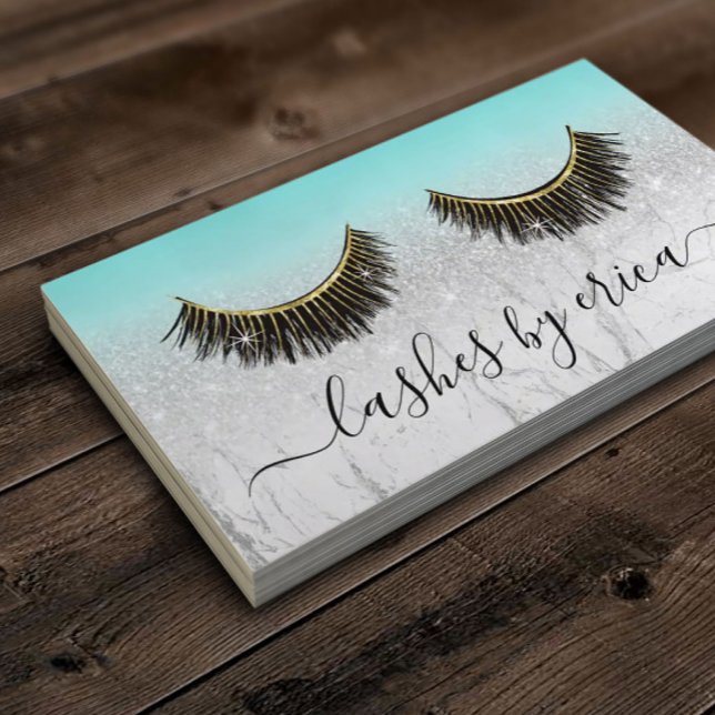 Tarjeta De Fidelización Eyelash Technist Turquoise Marble Lash Lealtad (Subido por el creador)