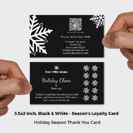 Tarjeta De Fidelización Festividades negras y blancas de Snowflake Gracias