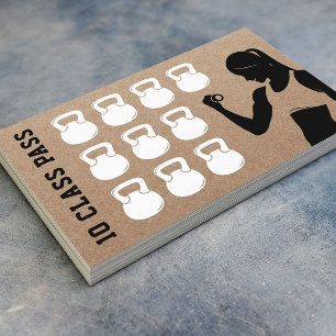 Tarjeta De Fidelización Fitness 10 Clase Paso Lealtad Rustica Kraft