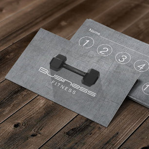 Tarjeta De Fidelización Fitness Trainer Dumbbell Metalizado Puntuación de