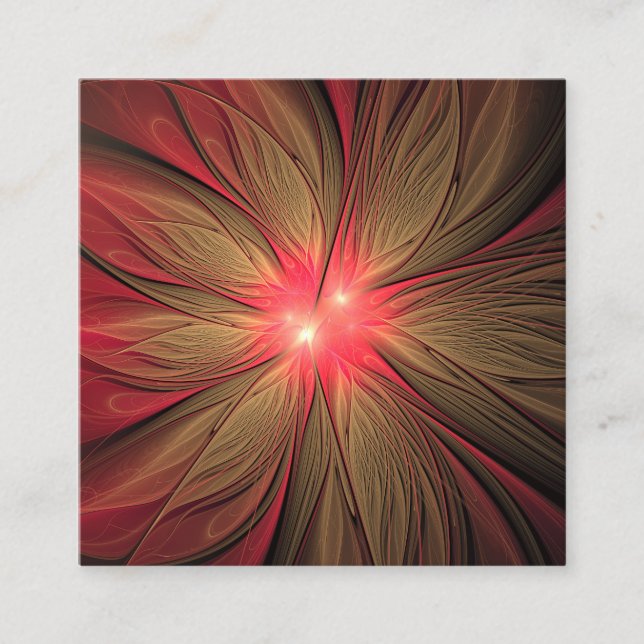 Tarjeta De Fidelización Flor fractal de fanatismo rojo (Anverso)