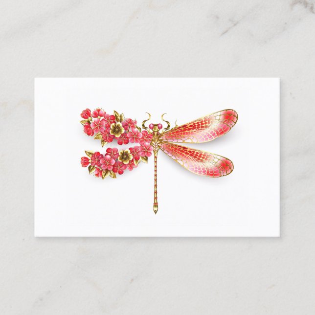 Tarjeta De Fidelización Flor libélula con sakura de joyas (Anverso)